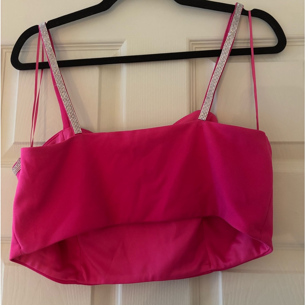 Pink Rhinestone Crop Top - Picture 2 of 3